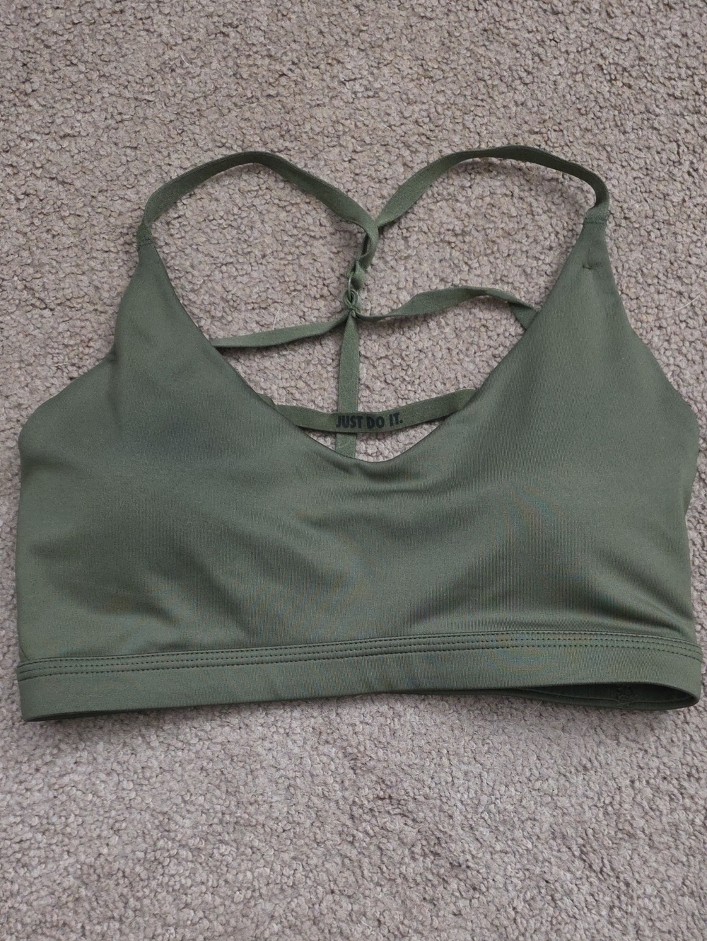 Nike Olive Green Strappy Back Medium-Support Sports Bra